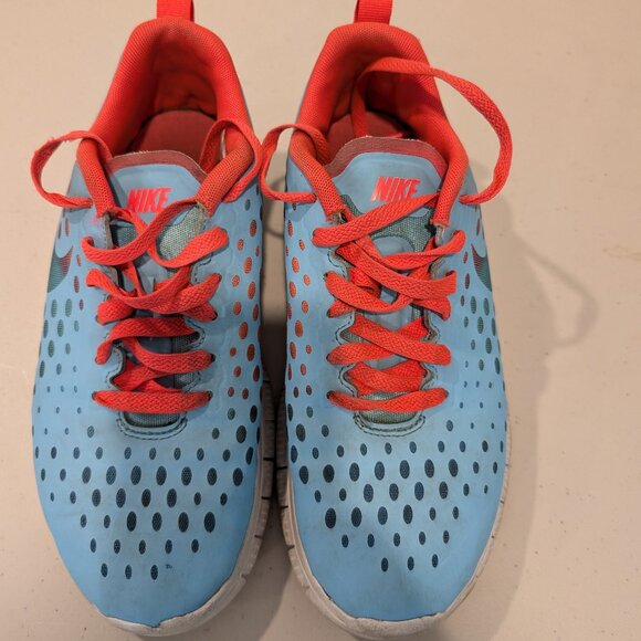 Nike Free 5.0 Turquoise Blue and Neon Orange Running Shoes.  Women's Size 8 - Picture 1 of 5